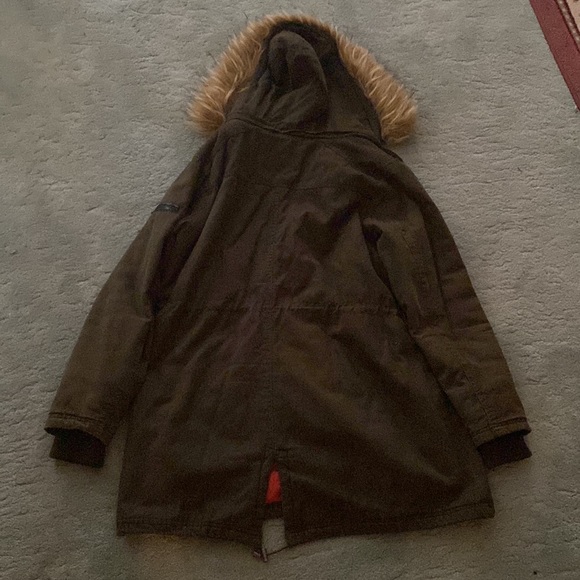 Dress Barn Women’s XL Forest Green Winter Coat with Faux Fur Hood - Picture 10 of 10